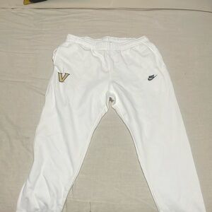 Nike White Sweatpants with Black and Gold Accents
